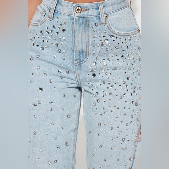 NWT Razzle Dazzle rhinestone embellished jeans & denim jacket M 2 pc set cropped - Picture 4 of 10